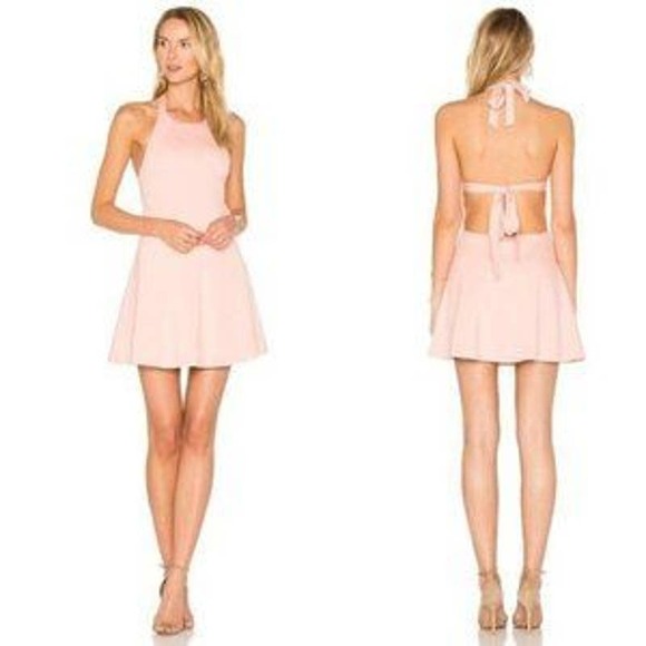 LPA Dresses & Skirts - NWT LPA Skater Mini Dress 261 Women's Size XS Blush Pink Halter Neck Open Back